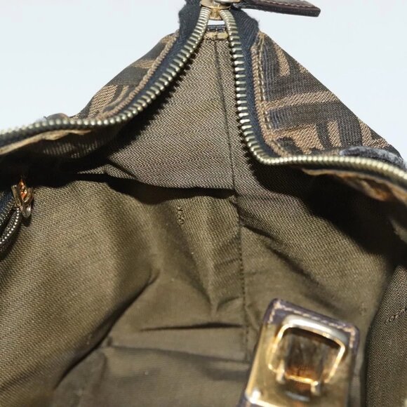 FENDI Zucca Canvas Vanity Pouch Black Brown gold Auth 136534 - Picture 11 of 16